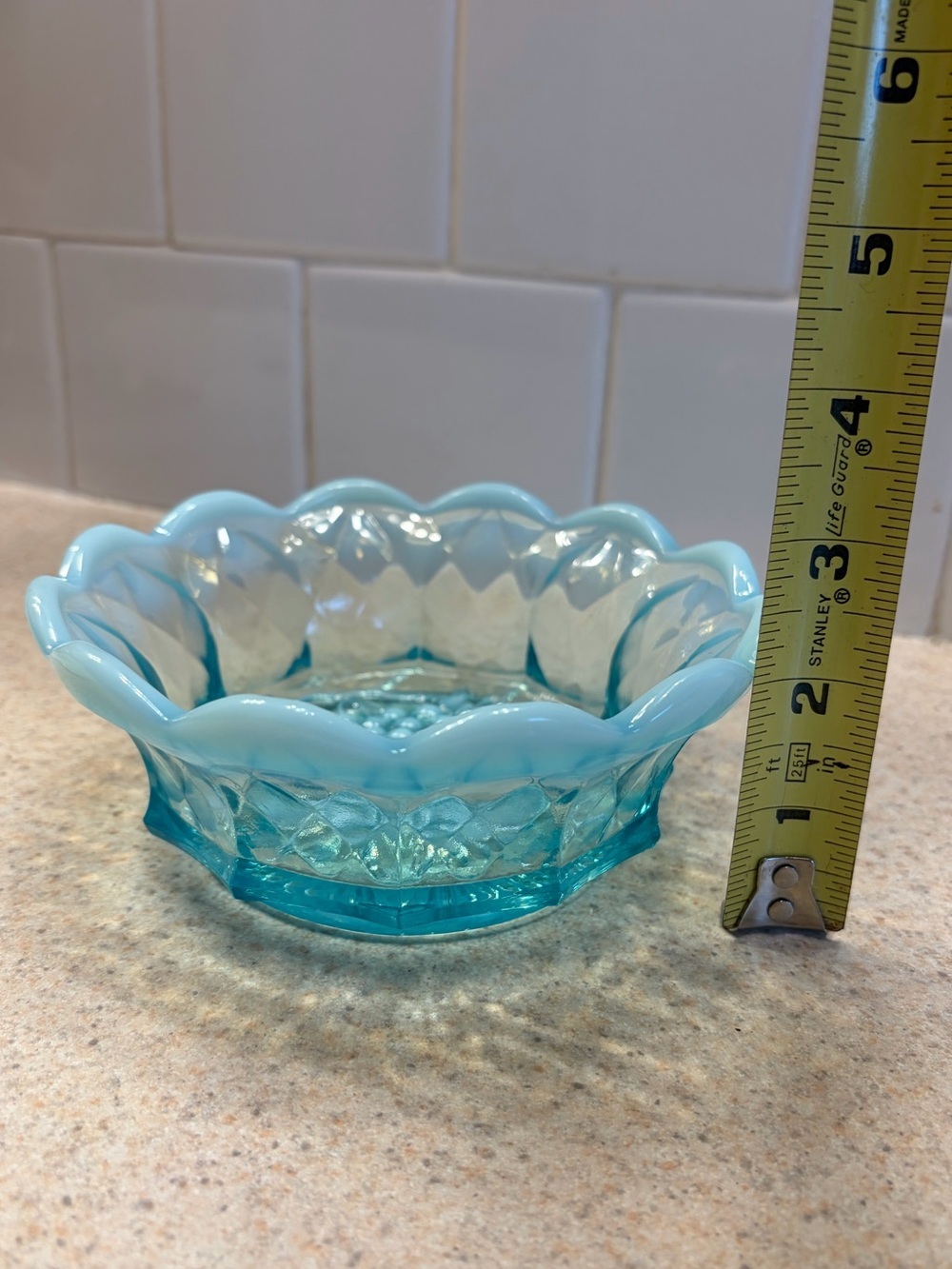 Vintage Fenton opalescent Blue Glass Candy dish- Home Art Accent - Picture 9 of 9